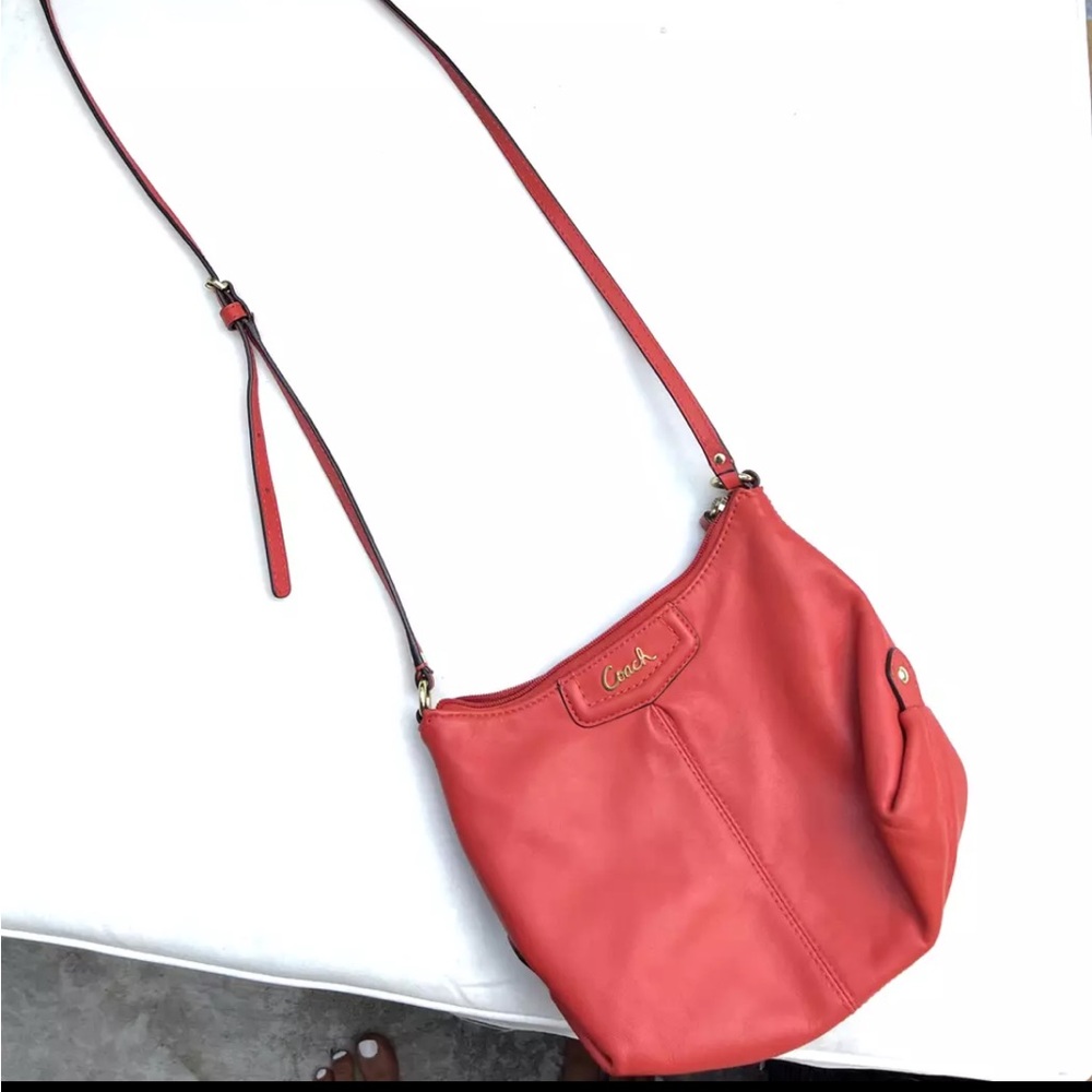 Coach Smooth Leather Coral Leather Crossbody w/ Adjustable Strap